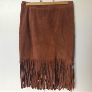 Cusp by Nieman Marcus • Suede Fringe Skirt